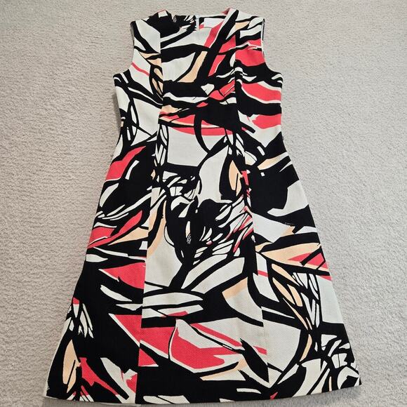 Hugo Boss Diganira Abstract Print Sleeveless Sheath Dress Sz 6 Officecore - Picture 1 of 13